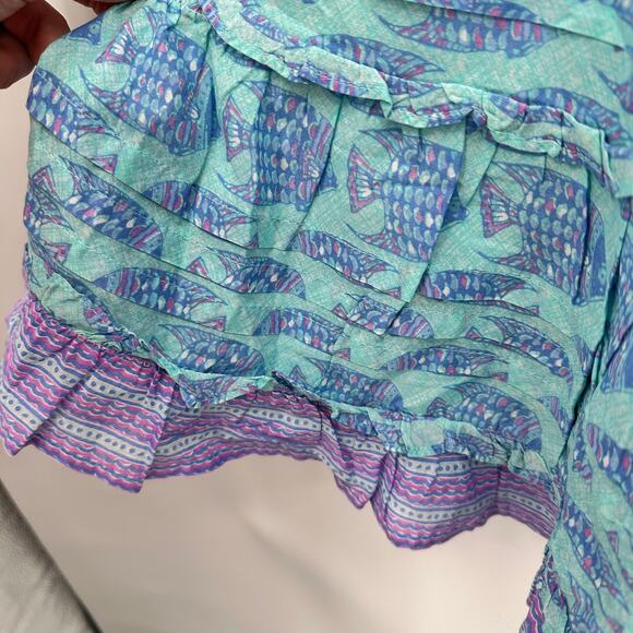 VINEYARD VINES NWT Tang Fish Smocked Skirt in Crystal Blue // L - Picture 6 of 11